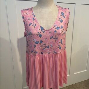 Matilda Jane Floral Pink Sleeveless Top Large NWOT